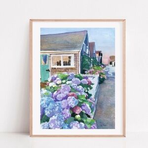 Hydrangeas Nantucket painting Art print 8.5x11